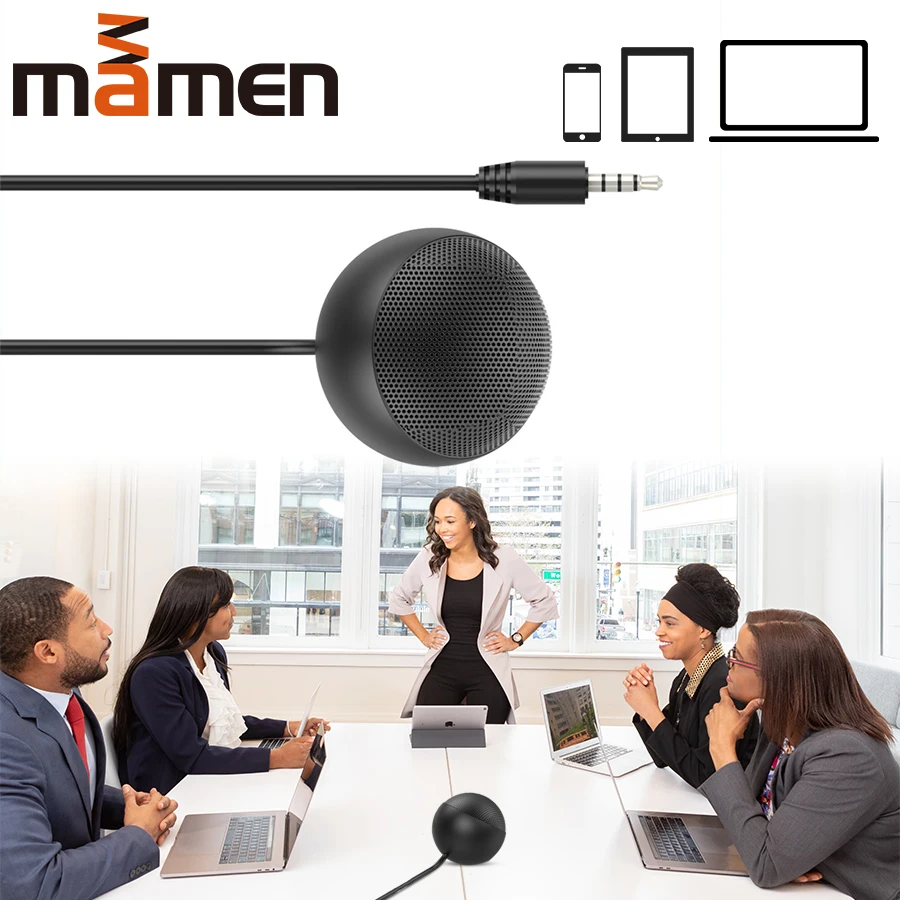 MAMEN 2 м всенаправленный мини металлический микрофон AUX3.5mm Аудио Микрофон для мобильного телефона и ПК и планшета Настольный Конференц-видео микрофон
