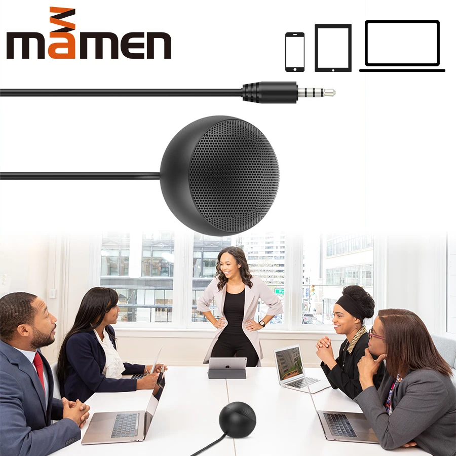 

MAMEN 2m Omnidirectional Mini Metal Microphone AUX3.5mm Audio Mic For Mobile Phone&PC&Tablet Desktop Conference Video Microphone