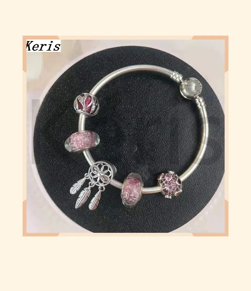 

High Quality Original 1:1 100% Silver Charm Glass Flower String Bracelet Free Delivery