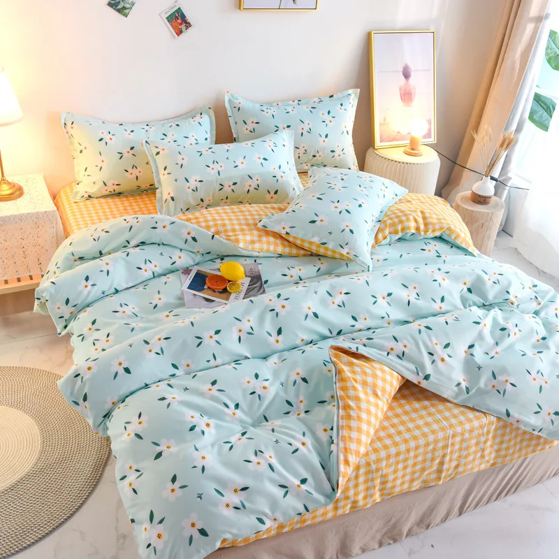 

Boy Kid Teen Girl Bedding Linens Set King Queen Twin Solstice Home Textile Cyan Cute Cat Kitty Duvet Cover Pillow Case Bed Sheet