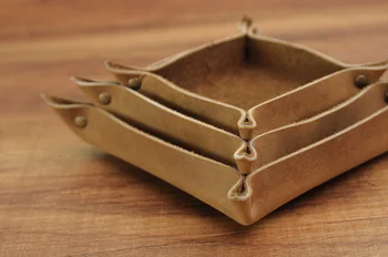 

Personalized Leather Valet Tray, Folding Storage Tray Key Coin Storage Box Desktop Storage Organizer Housewarming Gift Dad Gift