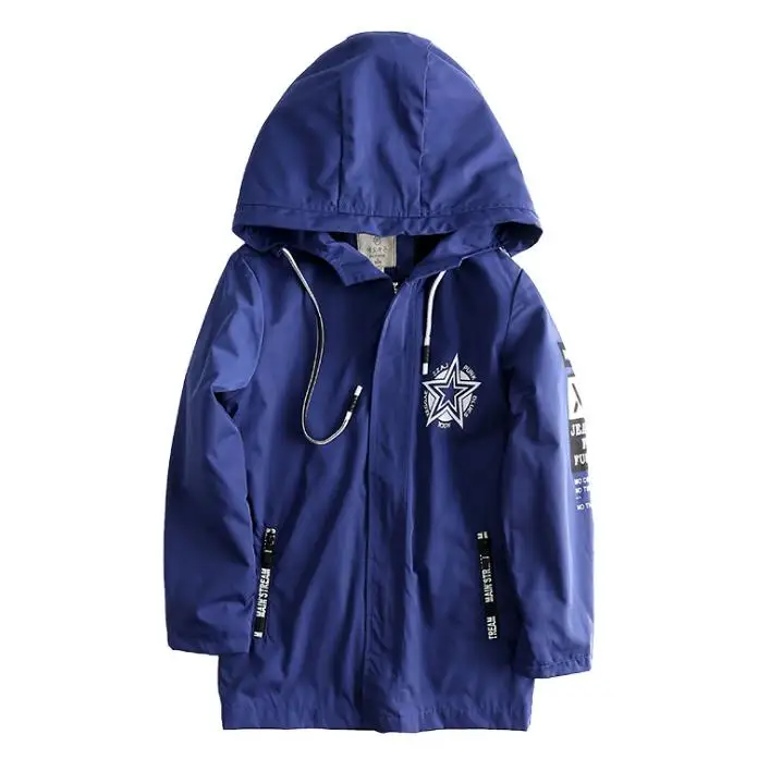 Children's Wear Boys'Windswear Autumn Dress New Kids' Outerwear Boys'Long Jackets - Цвет: Синий