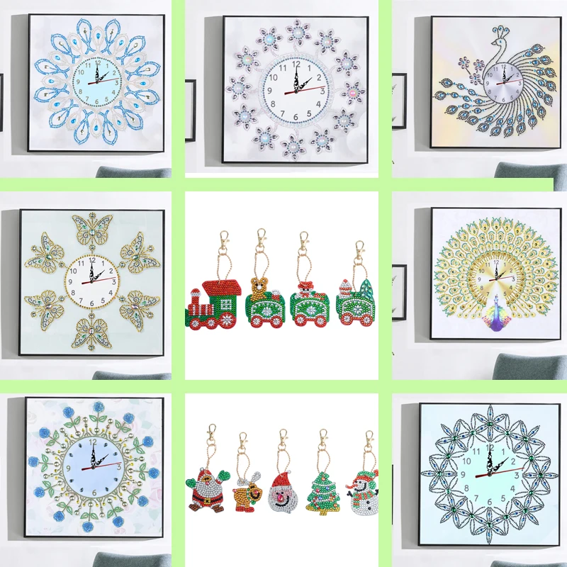 DIY Christmas 5D diamond embroidery circle diamond special shape cartoon clock painting rhinestone crystal painting home decor