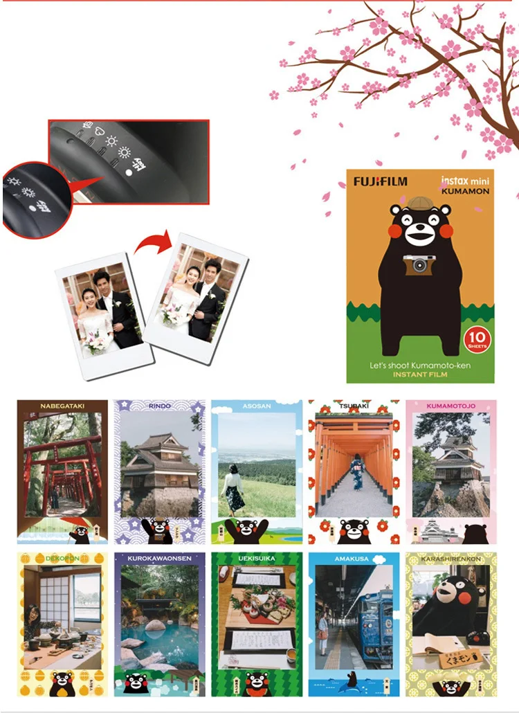 Оригинальная камера моментальной печати Kumamon Fuji Fujifilm Instax Mini 8, обычная съемка снимков