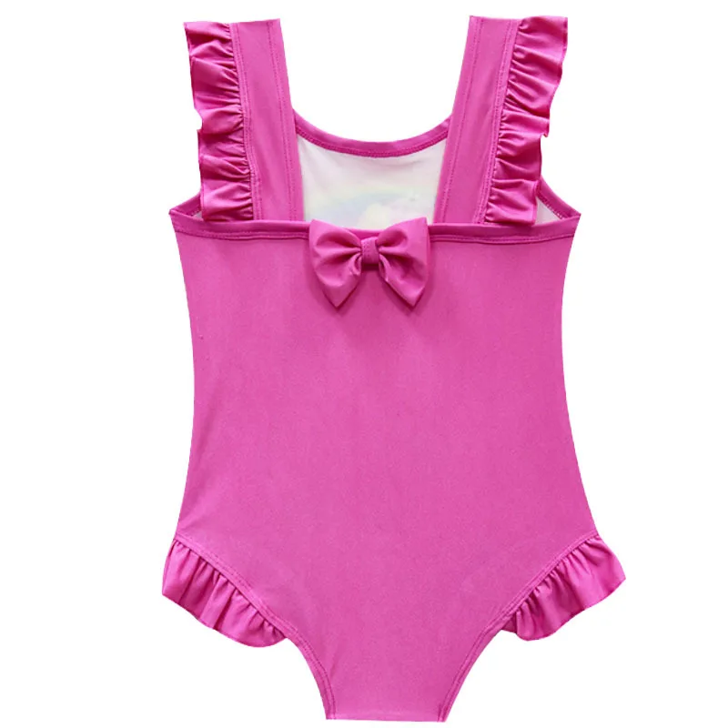 Rainbow Unicorn Kids Swimsuits Baby Girl One-piece Swimsuit Cartoon Bathing Suit Beach Tunic Children Swimwear Pink Lovely 3-10Y