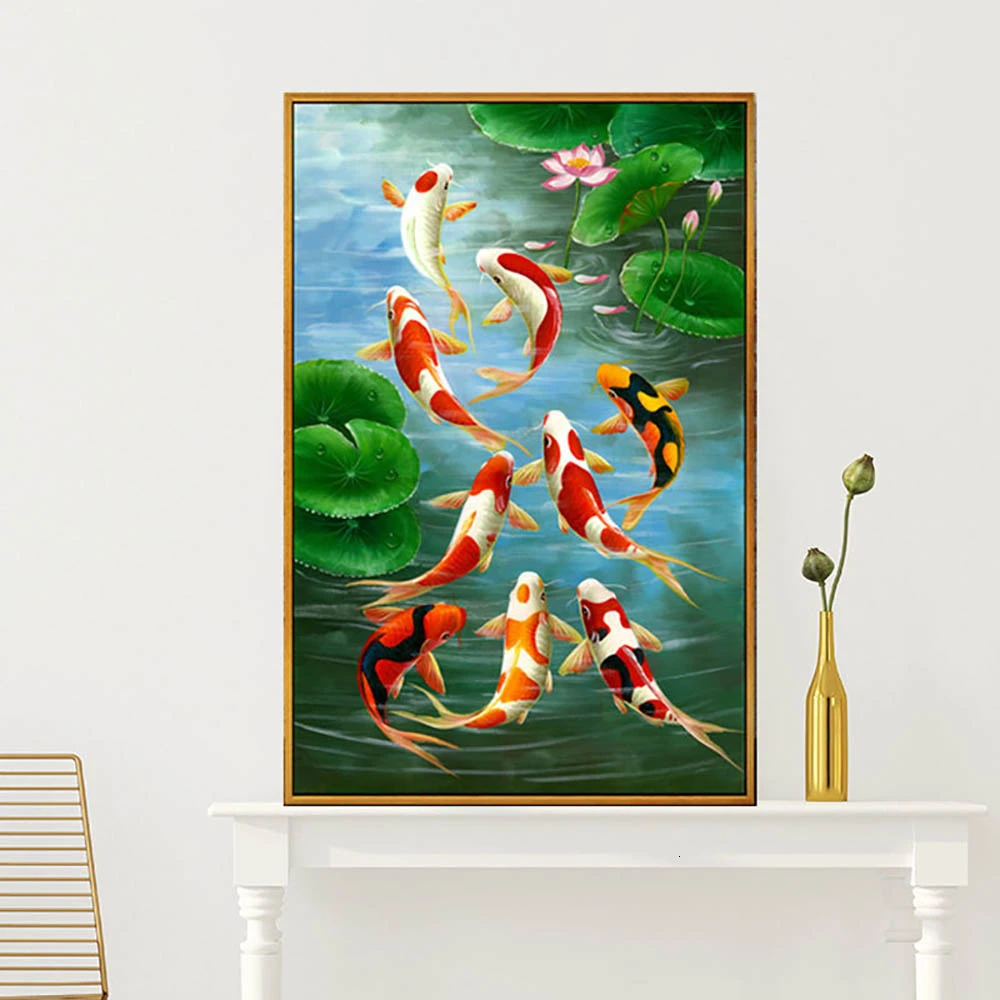 HUACAN-5D-Diamond-Painting-Full-Square-Fish-Diamond-Embroidery-Animal-Cross-Stitch-Home-Decoration