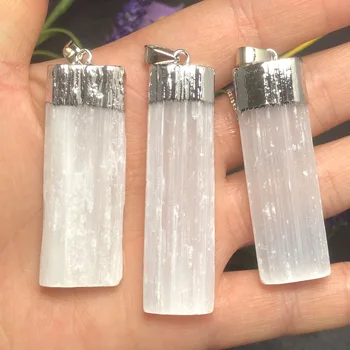 

1Pcs Natural selenite rod rough gypsum crystal irregular column without stone yogi reiki healing specimen pendant