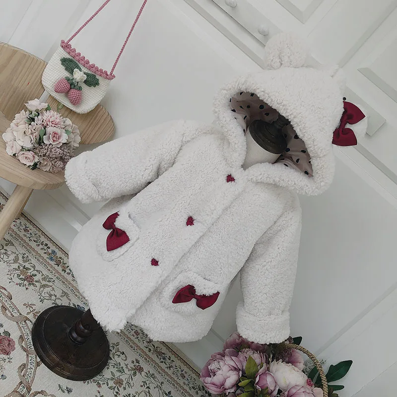 Детское пальто с мехом; однобортное пальто из овечьей шерсти и кашемира; моделирующая одежда с кроликом; теплое пальто; пальто средней длины