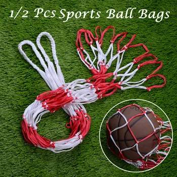 

2pcs Mesh Net Bags Sling Shoulder Strap Bags Drawstring Storage Bags Large Capacity Sports Ball Bags For Basketball Baseball