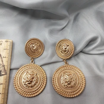 

Earings animal lion round Vintage Long ear clip boucle oreilles серьги женские aretes de mujer jewelry earings fashion jewelry