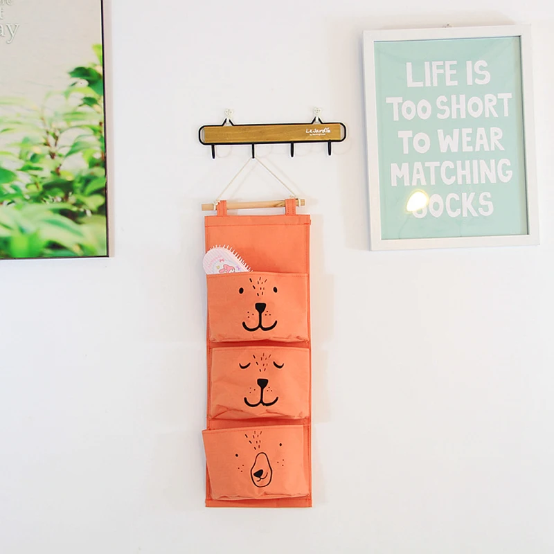 

Cute Dog Wall Closet Hanging Pocket Cotton Linen Storage Bag Wardrobe Hanger Bag Sundries Organizer Makeup Cosmetic Holder
