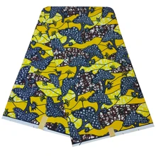 Африканская восковая штамповка Ткань 6 ярдов/шт Tissu воск африканская ткань Анкара желтый полиэстер воск для батика для свадебного платья