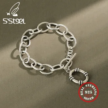 

S'STEEL Bracelets For Women Retro Silver Bracelet Charms Chain Sterling Silver 925 Jewelry Bracelet Argent Massif Pour Femme