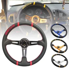 Универсальный, 14 дюймов, 350 мм, Дрифтинг, руль, ПВХ кожа, спицы, модифицированный, спортивный автомобиль, руль с логотипом