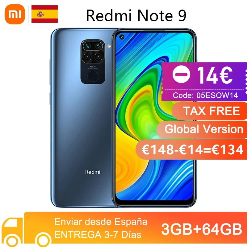 Mejor precio Xiaomi Redmi Nota 9 4GB 128GB / 3GB 64GB teléfono móvil 48MP Quad Camera 5020 mAh batería de la batería inteligente wxkOgXXA1a