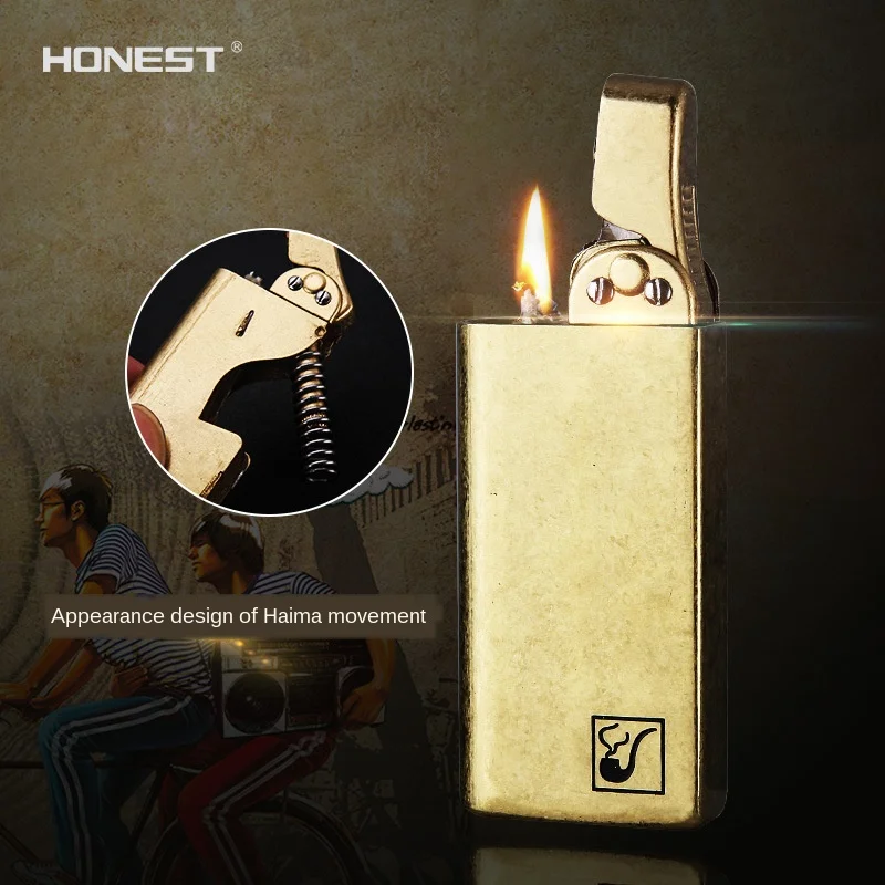 

Retro Trench Copper Flint Lighter Brass Metal Men Gadgets Kerosene Oil Gasoline Lighter Fuel Kerosene Cigarette Cigar