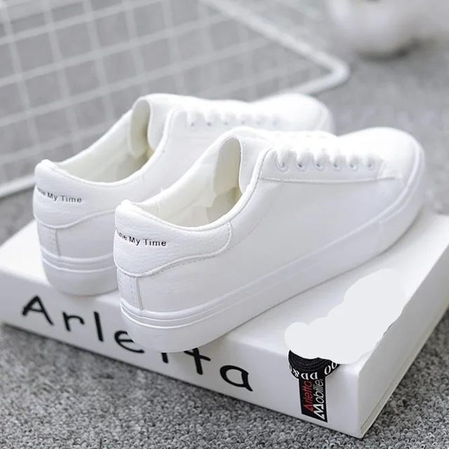 C09 White Популярные женские кроссовки; коллекция года; модная дышащая Вулканизированная обувь; женская обувь из искусственной кожи на платформе; женская повседневная обувь на шнуровке; цвет белый - Цвет: C09 White