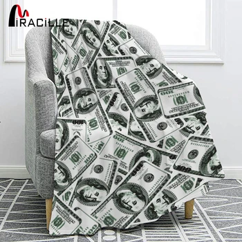 

Miracille US Dollar Banknote Soft Flannel Summer Blanket Comfort Throw Blankets Home Decor Living Room Bedroom For kids Travel