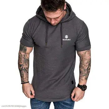 

Hot Fashion Mens Hoodies Solid Color Slim Short Sleeve Sweatshirt Hip Hop Hoodies t shirt Motorcycle racing Sportswear