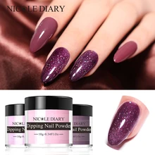 NICOLE Дневник 10 г блестки погружающийся порошок для ногтей сверкающий красочный дизайн ногтей украшение без УФ лампы для лечения DIY дизайн ногтей инструменты