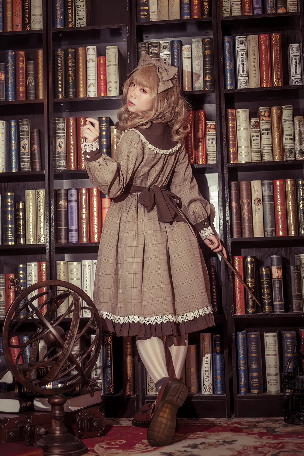 Librarian~ классическое платье с длинными рукавами для девочек вечерние платья в клетку