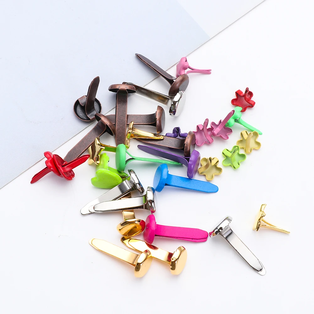 50Pcs Metal Paper Fasteners Handmade Stamping Decoration Heart Shaped Mini  Brads DIY Crafts for Home Decor