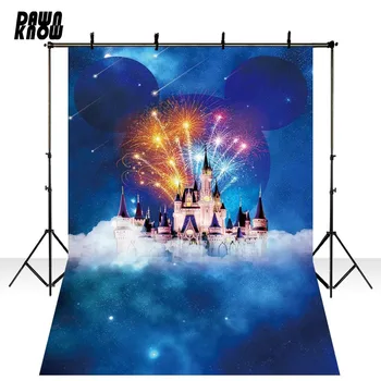 

DAWNKNOW Mouse Castle Photography Background Photocall Baby Cartoon Cloud Photo Shoot Backdrops For Children Photo Studio lv619