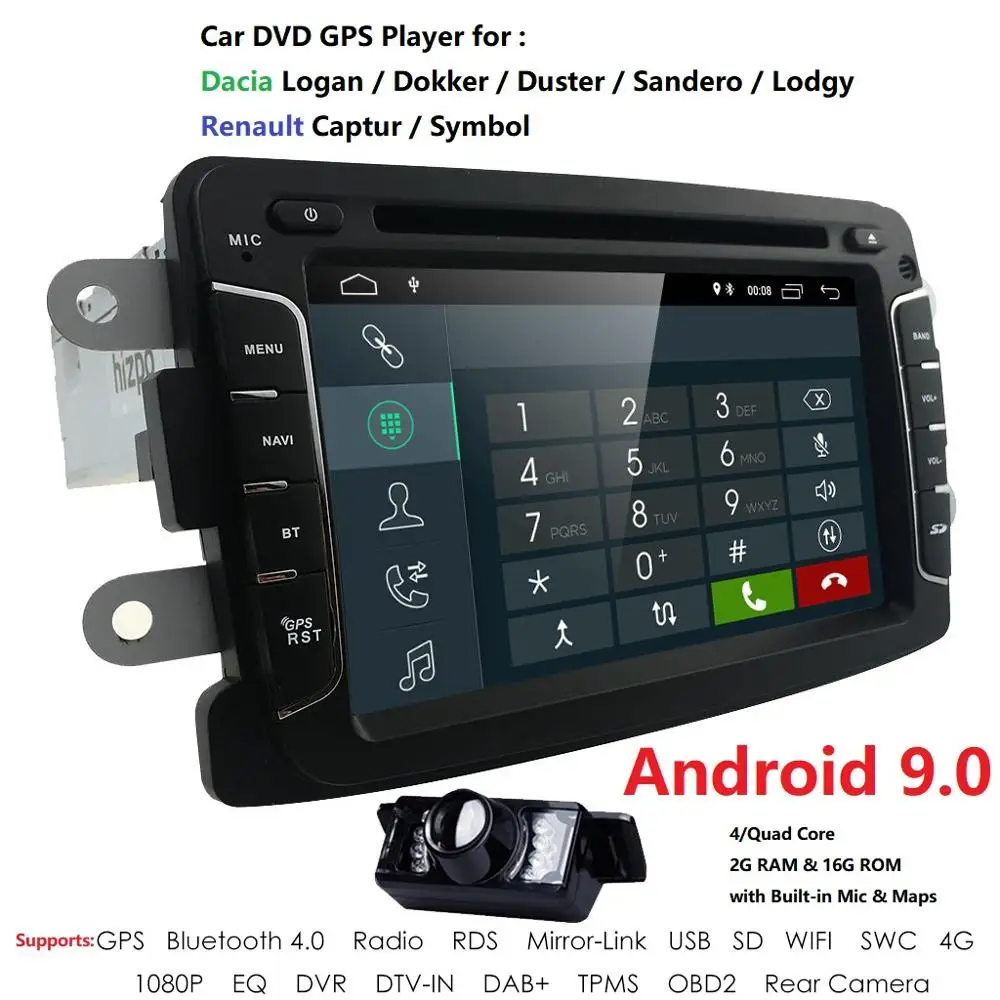 

9 "1 din android 9.0 GPS Car Multimedia Head unit for Dacia Logan DOKKEP Duster Sandero lodgyfor Dacia Logan DOKKEP Duster