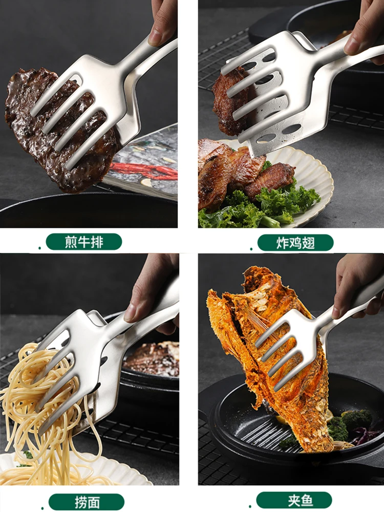 Non stick pot grill clip barbecue household stainless steel thickened cooking fried fish small pancake spatula BBQ kitchen tool