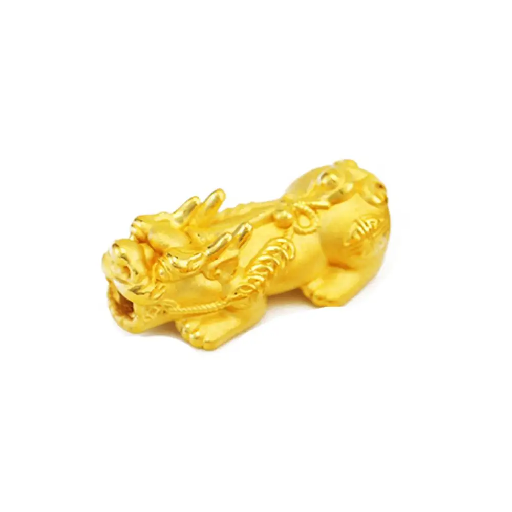 Large 3-3.1g 1 шт. настоящий кулон из желтого золота 24 к для женщин и мужчин 3D Luck Pixiu Дизайн бисера 999 кулон из чистого золота женский подарок друг ювелирные изделия - Цвет: Large 3-3.1g