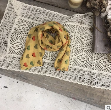 

New Children'S Fox Head Print Long Scarf Baby Autumn Scarf Cotton And Linen Children'S Scarf Single-Sided Korean Version Of Wild