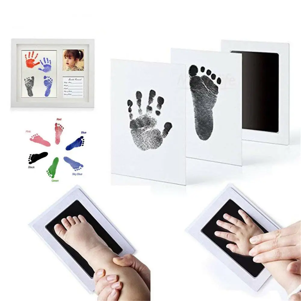 

Baby Footprint Handprint Set Stamp Hand Foot Inkpad Imprints in color