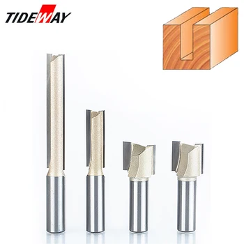 

Tideway 1pcs 1/4" Shank 2 Flute Straight Bit Woodworking Tools Router Bit For Wood Tungsten Carbide Endmill Milling Cutter