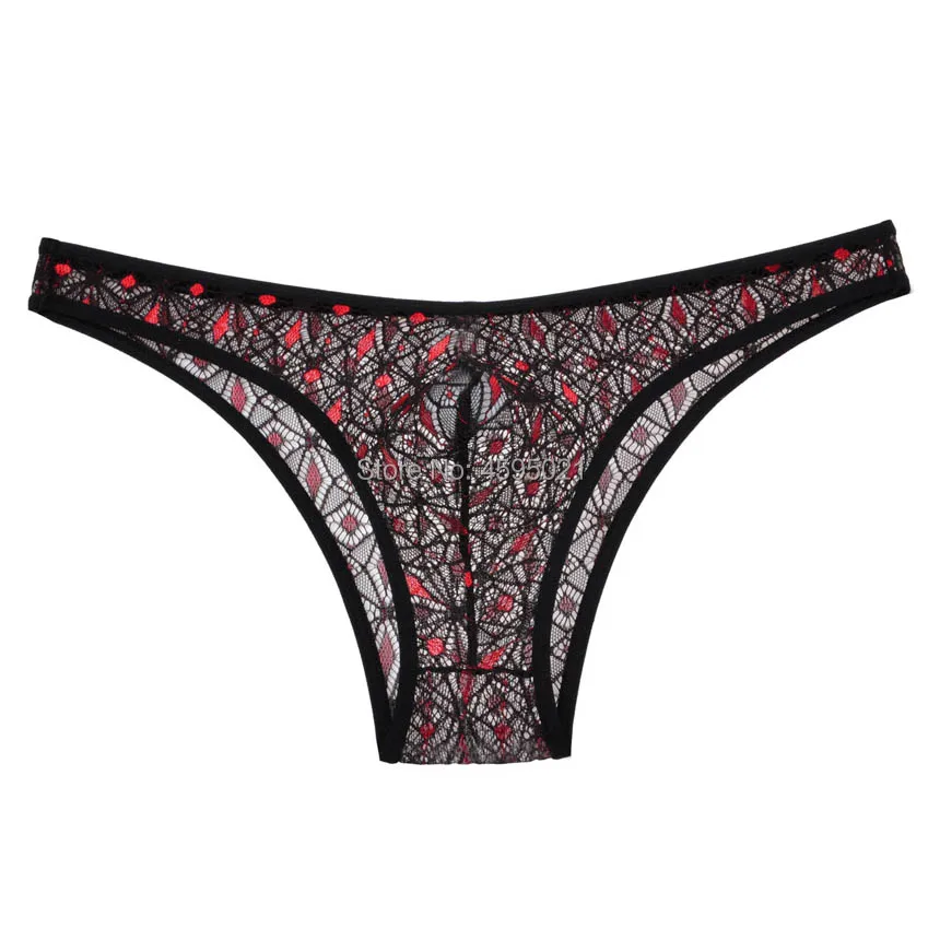 Men's Jacquard Bordered Briefs Rhombic Lace Mini Briefs Pouch Soft Bikini Mens Sissy Underwear 5
