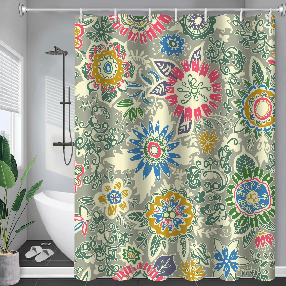 dfabric água cortina tecido com ganchos cama banho e além