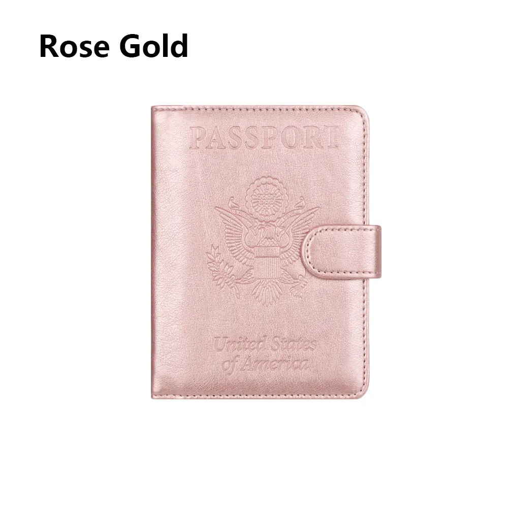 rose gold Новинка, высокое качество, Обложка для паспорта для мужчин и женщин, чехол для паспорта, для путешествий, для США, для документов, для мужчин, Т-образная Обложка, для билета, карман для паспорта - Цвет: rose gold