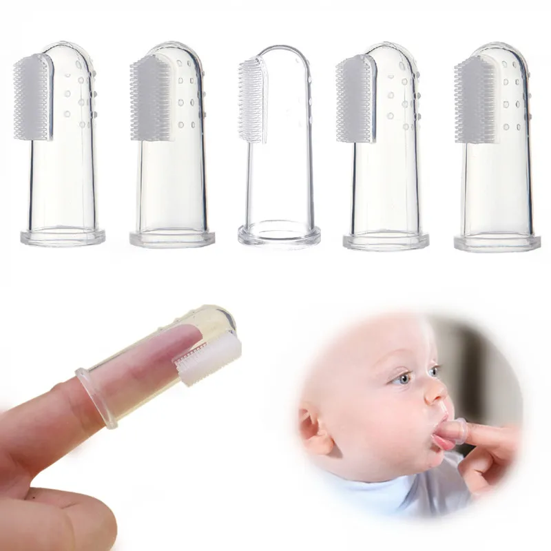 

5pcs/lot Transparent Baby Finger Silicone Toothbrush Safety Silicone Infant Training Tooth Brush Clear Brush for Baby Oral Care