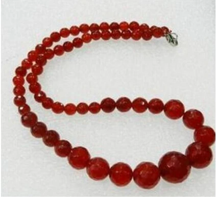 818 6-14mm Exquisite Natural Red Faceted Round Beads Jewelry Necklace