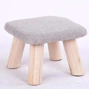 

Creative Stool Foot Stool Wooden Change Shoe Stool , Removable Linen Cover Seat Upholstered Footrest Dressing Makeup Stool