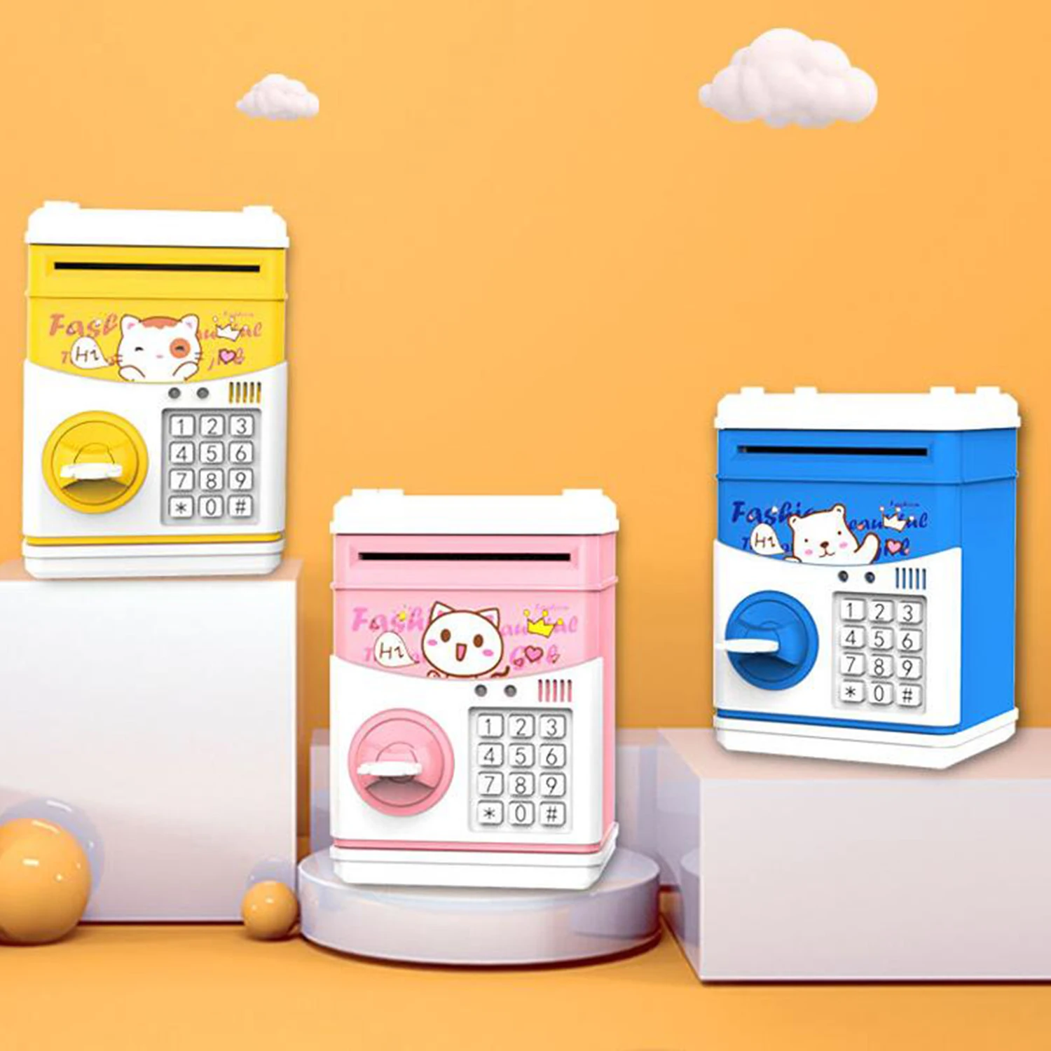 Mini Piggy Bank Cartoon Pattern Money Box Saving Box For Coin With Play Music Deposit Cash Safe Home Decoration Children's Gift