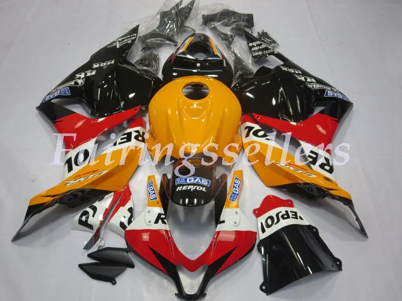 Light Orange Repso Топ впрыска ABS Полный комплект обтекателя подходит для Honda CBR600RR F5 2009 2010 2011 2012 Обтекатели Матовый Черный w наклейки - Цвет: Light Orange Repso