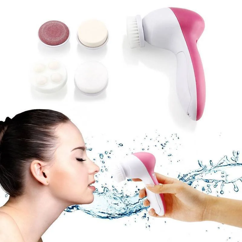 

5 In 1 Electric Face Wash Machine Facial Pore Cleaner Silicone Body Cleansing Massage Vibration Mini Skin Beauty Massager Brush