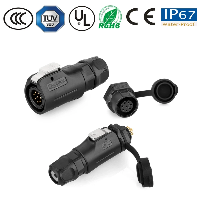 Водонепроницаемый разъем M12 2/3/4/5/6/7/8 pin IP67 powercon панель/соединители проводки штекер