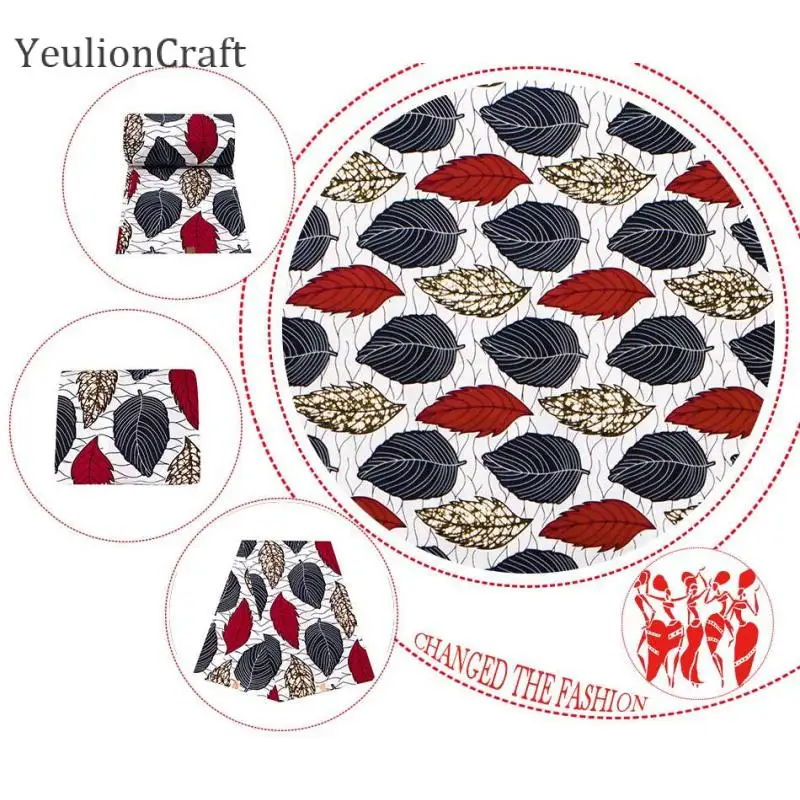 YeulionCraft 1 ярд/партия красные листья принт батик воск ткань хлопок Анкара