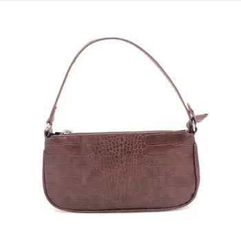 

Alligator Style Leather Women Shoulder Bag for Lady Retro Sling Handbag Zipper Purse Clutch Hand Bag Girls Baguette Bag Small
