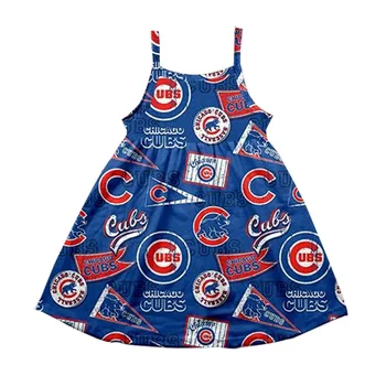 

popular baseball team printed children girl slip dress kid girl summer cute dress