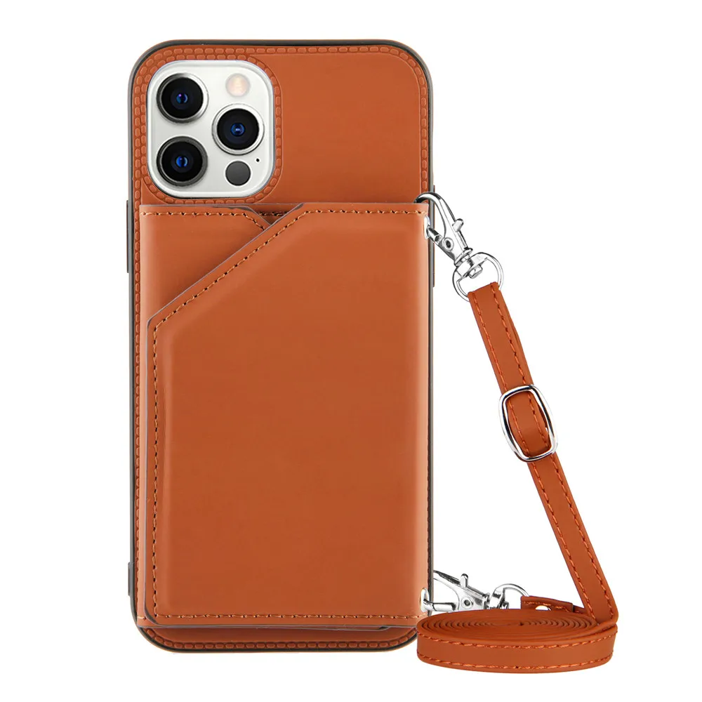 apple 13 pro max case Lanyard Necklace Chain Leather Phone Case for iPhone 13 12 11 Pro Max Mini XR XS Max 7 8 Plus Strap Cord Rope With Wallet Cover 13 pro max case iPhone 13 Pro Max