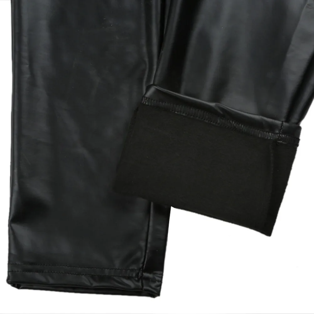 Зимние женские брюки и капри из искусственной кожи PU эластичные брюки с высокой талией эластичные узкие брюки-Карандаш Леггинсы женские черные
