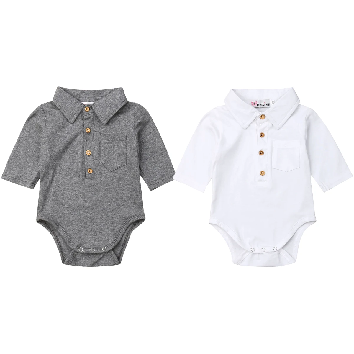 

Pudcoco Infant Baby Boy Gentleman Solid Formal Bodysuit Long Sleeve Turn Down Collar Shirt Jumpsuit Summer Autumn Baby Clothing
