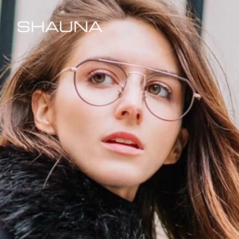 SHAUNA, Ретро стиль, женские солнцезащитные очки, Ретро стиль, сплав, оправа, Двойные мосты, модные мужские очки, оправа для очков